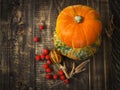 Pumpkins, melon and red berries