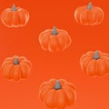 Minimal clay style pumpkins for background  and banner. Fall season concept. 3d Rendering Royalty Free Stock Photo