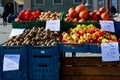 Pumpkins peppers, potatoes and squash Brno Cabbage Market, Moravia, Czech Republic Royalty Free Stock Photo