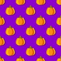 Pumpkins seamless pattern in pixel art style. Thanksgiving background in retro style. Autumn pattern with 8 bit pumpkin Royalty Free Stock Photo