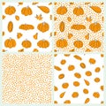 Pumpkins seamless pattern set vector illustration in orange color Royalty Free Stock Photo