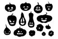 Pumpkins. Set of isolated vector silhouettes for Halloween party design. Pumpkin silhouette. Jack O Lantern Royalty Free Stock Photo