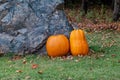 Pumpkins and a stone decoration in central Wisconsin