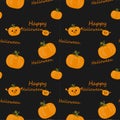 Pumpkins with text Happy Halloween seamless background Royalty Free Stock Photo