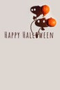 Pumpkins and their shadows are like balloons on a thread. Halloween concept