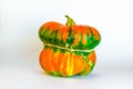 pumpkins of an unusual shape on a white background Royalty Free Stock Photo