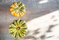 pumpkins on wooden background