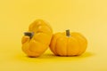Pumpkins on a yellow background Royalty Free Stock Photo
