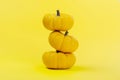 Pumpkins on a yellow background Royalty Free Stock Photo
