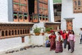 Punakha, Bhutan - September 11, 2016: Bhutanese people in Chimi Lhakhang (Monastery of Fertility) in Bhutan