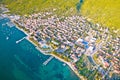 Punat. Town of Punat waterfront aerial panoramic view