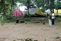 Puncak, Indonesia - May 10 2014 : Tourists feeding monkeys in la