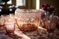 a punch bowl and cups on decorated table Royalty Free Stock Photo