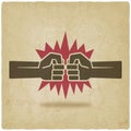 Punch fists fight symbol old background