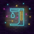 Punch game retro arcade neon on wall. Dark background brick wall neon icon