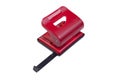 Red office paper hole puncher, isolated on white Royalty Free Stock Photo
