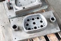 Punch press tooling form. Steel detail of lathe and milling industry.