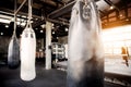 Punching bag in stadium Royalty Free Stock Photo