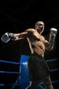 Punching boxer on boxing ring