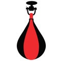 Punching boxing speed bag. Red and black punching symbol. Punching bag red sign. Sport equipment element for boxing. flat style