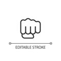 Punching fist pixel perfect linear icon Royalty Free Stock Photo