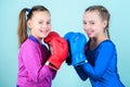 punching knockout. Childhood activity. Fitness. energy health. Sport success. Friendship. Happy children sportsman in Royalty Free Stock Photo