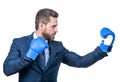 punching. successful ceo boxer. relentless struggle and success. Royalty Free Stock Photo