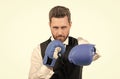 punching. successful ceo boxer. relentless struggle and success. Royalty Free Stock Photo