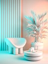 Punchy pastel conceptual interior room 3d illustration