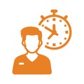 Punctual, punctuality, time icon. Orange vector design