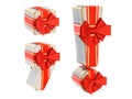 Punctuation marks from gift boxes with red ribbon bow, 3D rendering Royalty Free Stock Photo