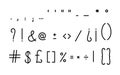 Punctuation marks, period, comma simple hand drawn symbols