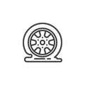 Puncture car wheel line icon