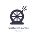 puncture in a wheel icon. isolated puncture in a wheel icon vector illustration from insurance collection. editable sing symbol