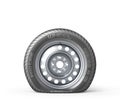Punctured car wheel without brand on a white background. Royalty Free Stock Photo