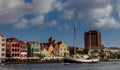 Punda waterfront and a sail boat Royalty Free Stock Photo