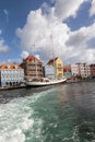 Punda waterfront and a sail boat Royalty Free Stock Photo