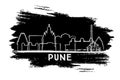 Pune India City Skyline Silhouette. Hand Drawn Sketch.