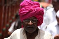 Pune, India - July 11, 2015: An old Indian pilgrim with a traditional headgear