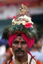 Pune, India - July 11, 2015: A portrait of a Vasudev, pilgrims w