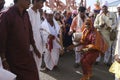 Pune, India 14 July 2023, Procession of Varkari-Hindu Pilgrims, The Varkari worship of Vithoba an Avatar of Vishnu at Dive Ghat,