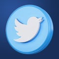 Pune, India. July 12, 2023. Twitter app icon Round logo 3D Illustration