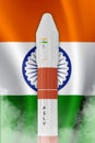 PUNE, INDIA, 2nd SEPTEMBER 2023. Aditya L1 isolated on Indian tricolor background. elements of this image furnished-by NASA and