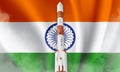 PUNE, INDIA, 2nd SEPTEMBER 2023. Aditya L1 isolated on Indian tricolor background. elements of this image furnished-by NASA and