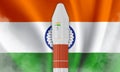 PUNE, INDIA, 2nd SEPTEMBER 2023. Aditya L1 isolated on Indian tricolor background. elements of this image furnished-by NASA and