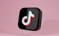 Pune, India - September 13, 2023. Tiktok app 3D icon, popular social media logo on pink background. 3D Illustration render