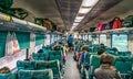 Pune, Maharashtra, India : July 20th , 2017 - Interiors of air-conditioned chair car  coach of Shatabdi express. Royalty Free Stock Photo