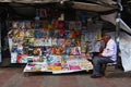 PUNE, MAHARASHTRA, October 2018, Book vendor selling magazines on street