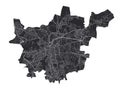 Pune map. Detailed black map of Pune city poster with roads. Cityscape urban vector. Black land with white roads and avenues Royalty Free Stock Photo