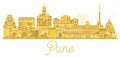 Pune skyline golden silhouette.